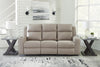 Lavenhorne Reclining Sofa with Drop Down Table - Pebble