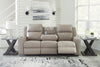 Lavenhorne Reclining Sofa with Drop Down Table - Pebble