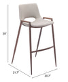 Desi Barstool (Set of 2) Beige & Walnut — Set of 2