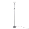 Dual - 72" Floor Lamp - Silver Metal And Frosted White Plastic Shades