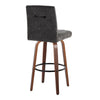 Hannah - 30" Fixed-Height Barstool With Swivel And Round Black Metal Footrest (Set of 2) - Walnut Wood