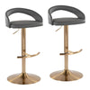 Grotto - Upholstered Adjustable Barstool - Gold Metal Base