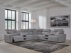 Modmax II 7-Piece Power Reclining Sectional with Audio Consoles - Salt and Pepper