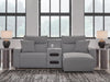 Modmax II 3-Piece Power Reclining Sectional with Chaise and Audio Console - Salt and Pepper