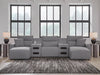 Modmax II 5-Piece Power Reclining Sectional with Chaise and Audio Consoles - Salt and Pepper