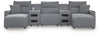 Modmax II 5-Piece Power Reclining Sectional with Chaise and Audio Consoles - Salt and Pepper