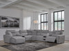 Modmax II 7-Piece Power Reclining Sectional with Chaise and Audio Consoles - Salt and Pepper