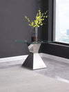 Jenny - Glass Top Stainless Steel Table