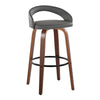 Grotto - Upholstered Fixed-Height Barstool (Set of 2) - Walnut Wood