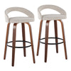 Grotto - Upholstered Fixed-Height Barstool (Set of 2) - Walnut Wood