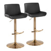 Santi - Upholstered Adjustable Barstool With Swivel And Rounded T Footrest (Set of 2) - Gold Metal