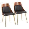Anabelle - Dining / Accent Chair (Set of 2) - Gold Metal, Walnut Wood