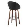 Matisse - 30" Highback Fixed-Height Barstool With Round Black Metal Footrest (Set of 2) - Walnut Wood