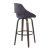 Fabrizzi - 30" Fixed-Height Barstool With Swivel And Round Black Metal Footrest (Set of 2) - Walnut Glazed Wood