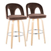 Ava - Upholstered Fixed-Height Barstool (Set of 2) - Natural Wood Base
