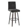 Hannah - Fixed-Height Barstool With Swivel And Round Black Metal Footrest (Set of 2) - Walnut Glazed Wood
