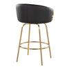 Claire - 26" Fixed-Height Counter Stool With Swivel And Round Gold Metal Footrest (Set of 2) - Gold Metal
