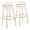 Cinch - 30" Fixed-Height Barstool With Swivel And Round Footrest (Set of 2) - Gold Metal