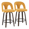 Ava - Upholstered Fixed-Height Barstool (Set of 2) - Walnut Glazed Wood Base