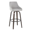 Hannah - 30" Fixed-Height Barstool With Swivel And Round Black Metal Footrest (Set of 2) - Walnut Glazed Wood