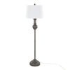 Griffin - 61" Polyresin Floor Lamp - Acid Gray Wood Finish And White Linen Shade