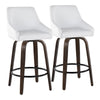 Hannah - 26" Fixed-Height Counter Stool With Swivel And Round Black Metal Footrest (Set of 2) - Walnut Glazed Wood