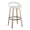 Grotto - Upholstered Fixed-Height Barstool (Set of 2) - Whitewashed Wood, White Faux Leather, Black Metal