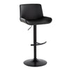 Santi - Upholstered Adjustable Barstool With Swivel And Rounded T Footrest (Set of 2) - Black Metal