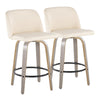 Toriano - 26" Fixed-Height Counter Stool (Set of 2) - Light Gray, Cream And Black