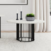 Haven Round Genuine White Marble Top Coffee Table Black — product view 2