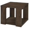 Pavone Transitional Square End Table with Lower Shelf Dark Rustic Mango — product view 4