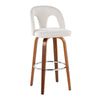 Ava - Upholstered Fixed-Height Barstool (Set of 2) - Walnut Wood Base