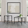 Hermas 2-piece Round Marble Coffee and End Table Set White — product view 1