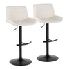 Santi - Upholstered Adjustable Barstool With Swivel And Rounded T Footrest (Set of 2) - Black Metal