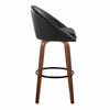 Matisse - 30" Highback Fixed-Height Barstool With Round Black Metal Footrest (Set of 2) - Walnut Wood