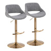 Fabrizzi - Adjustable Barstool With Swivel And Rounded T Footrest (Set of 2) - Gold Metal