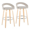 Grotto - Upholstered Fixed-Height Barstool (Set of 2) - Natural Wood