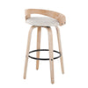 Grotto - 30" Fixed-Height Barstool With Swivel And Round Black Metal Footrest (Set of 2) - White Washed Wood And Oat Fabric