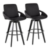 Cosmo - Fixed-Height Barstool (Set of 2) - Black Wood Base, Black Footrest