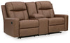 Mackmenville Reclining Loveseat with Console - Caramel