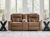 Mackmenville Reclining Loveseat with Console - Caramel