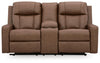 Mackmenville Reclining Loveseat with Console - Caramel