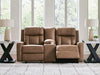 Mackmenville Reclining Loveseat with Console - Caramel