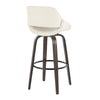 Fabrizzi - 30" Fixed-Height Barstool With Swivel And Round Black Metal Footrest (Set of 2) - Walnut Glazed Wood