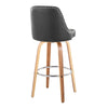 Marcel - 30" Fixed-Height Barstool With Swivel And Round Chrome Metal Footrest (Set of 2) - Zebra Wood And Black Faux Leather With Chrome Nailhead Trim