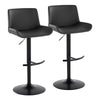 Santi - Upholstered Adjustable Barstool With Swivel And Rounded T Footrest (Set of 2) - Black Metal
