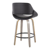 Fabrizzi - 26" Fixed-Height Counter Stool With Swivel And Round Black Metal Footrest (Set of 2) - Light Gray Wood