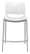 Ace Counter Stool (Set of 2) White & Silver — Set of 2