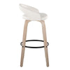 Grotto - Upholstered Fixed-Height Barstool (Set of 2) - Whitewashed Wood, White Faux Leather, Black Metal