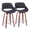 Fabrico - 26" Fixed-Height Counter Stool (Set of 2) - Walnut And Charcoal